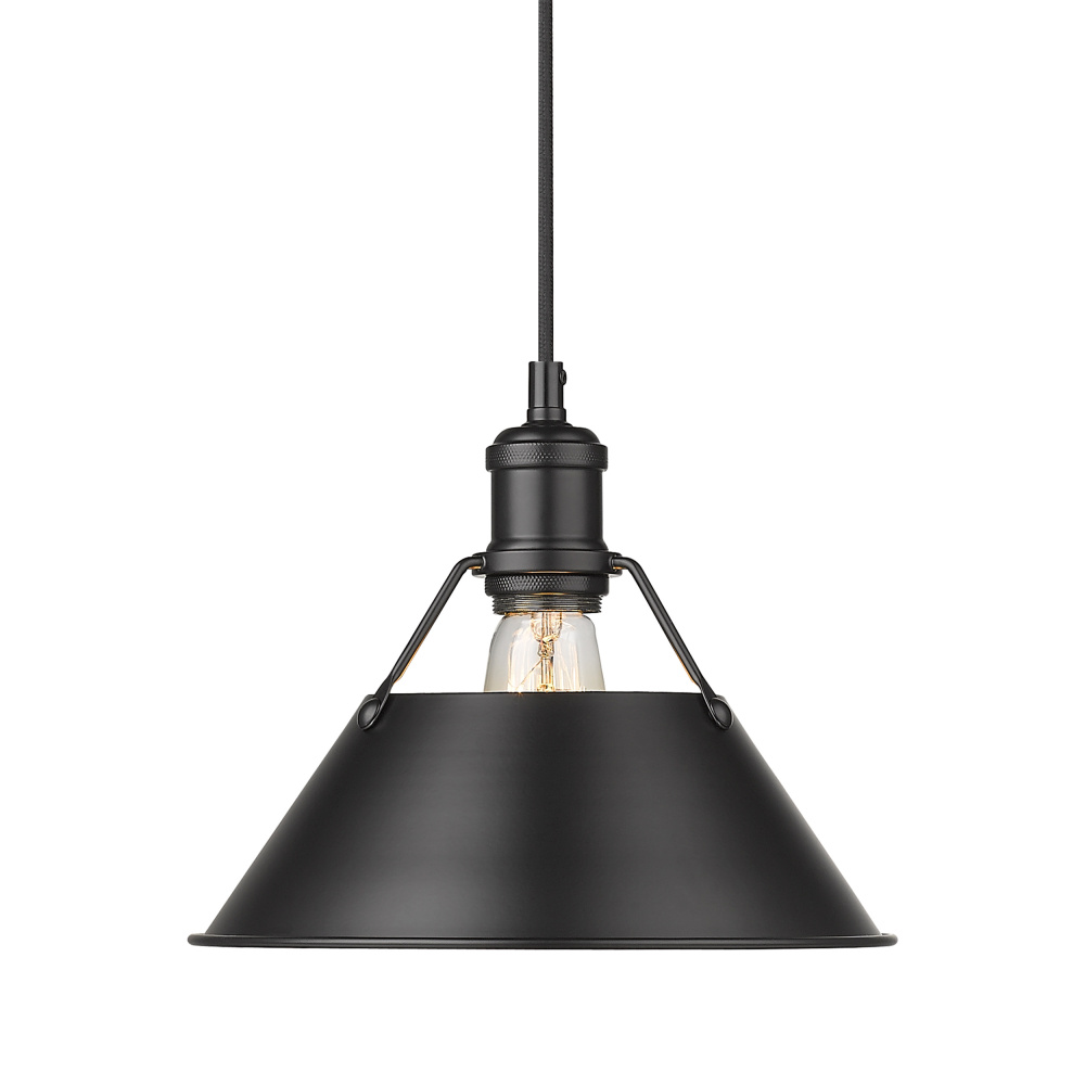Yep by Golden Lighting Orwell 1-light 10in Pendant in Matte Black